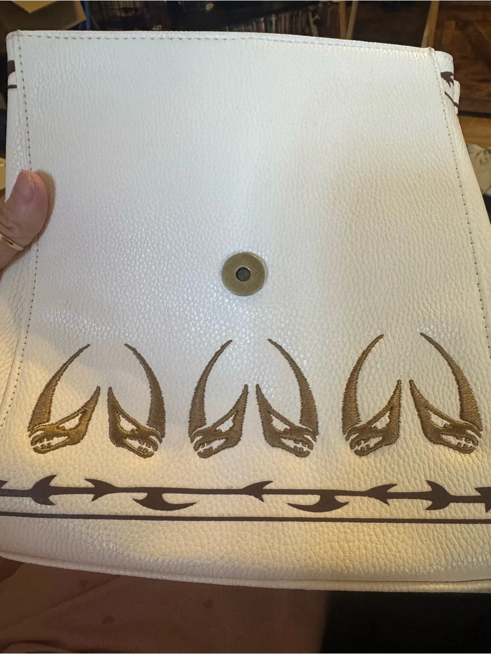 Danielle Nicole White and Brown Embossed Accent Backpack - Picture 6 of 6